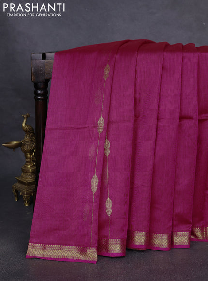 Maheshwari silk cotton saree pink with allover zari weaves & buttas and zari woven border