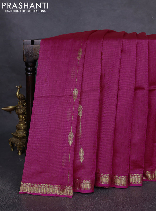 Maheshwari silk cotton saree pink with allover zari weaves & buttas and zari woven border