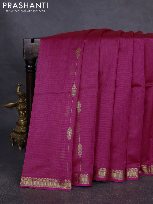 Maheshwari silk cotton saree pink with allover zari weaves & buttas and zari woven border
