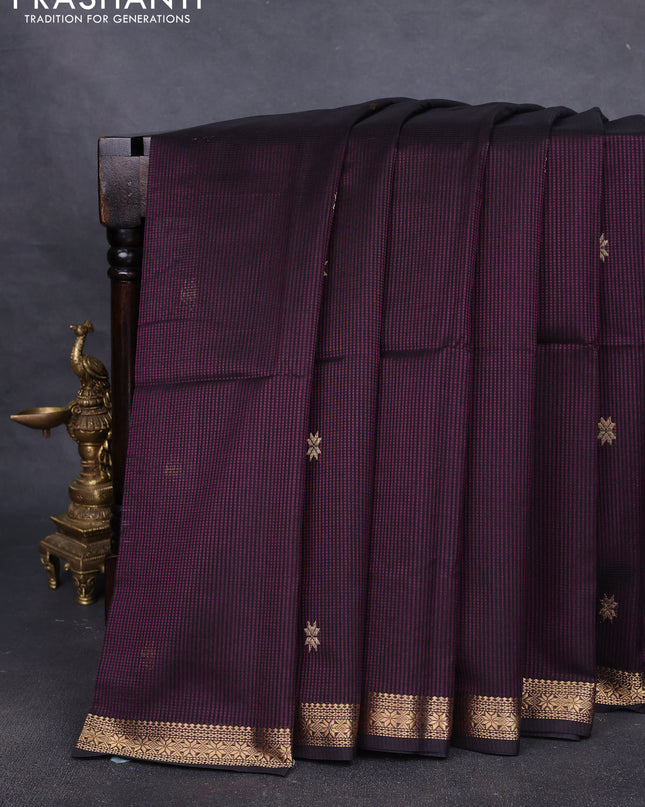 Maheshwari silk cotton saree black with zari woven buttas and zari woven border