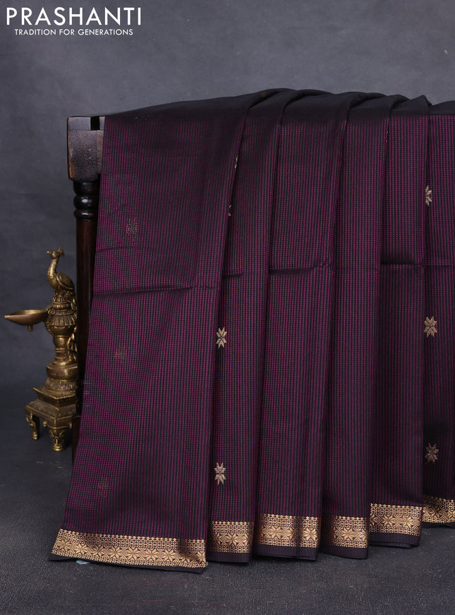 Maheshwari silk cotton saree black with zari woven buttas and zari woven border