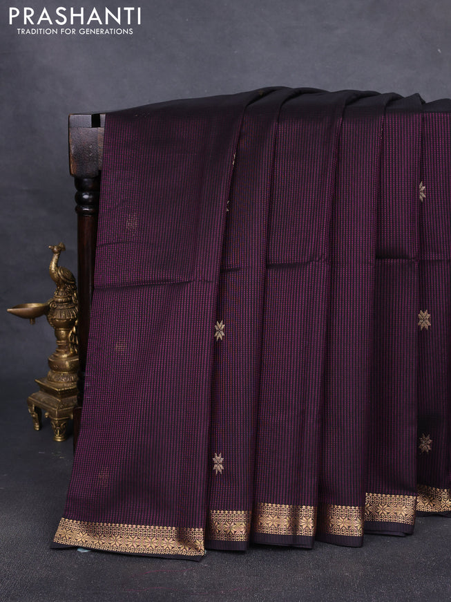 Maheshwari silk cotton saree black with zari woven buttas and zari woven border
