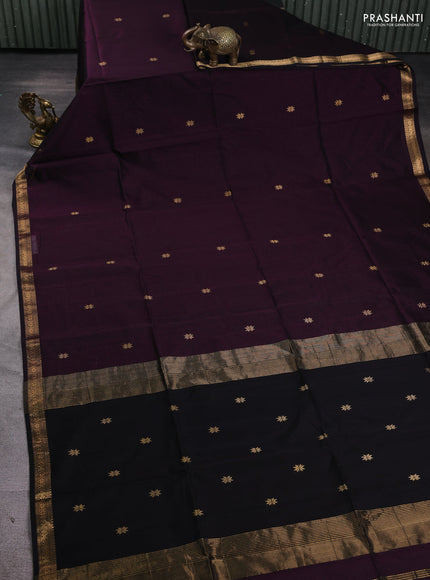 Maheshwari silk cotton saree black with zari woven buttas and zari woven border