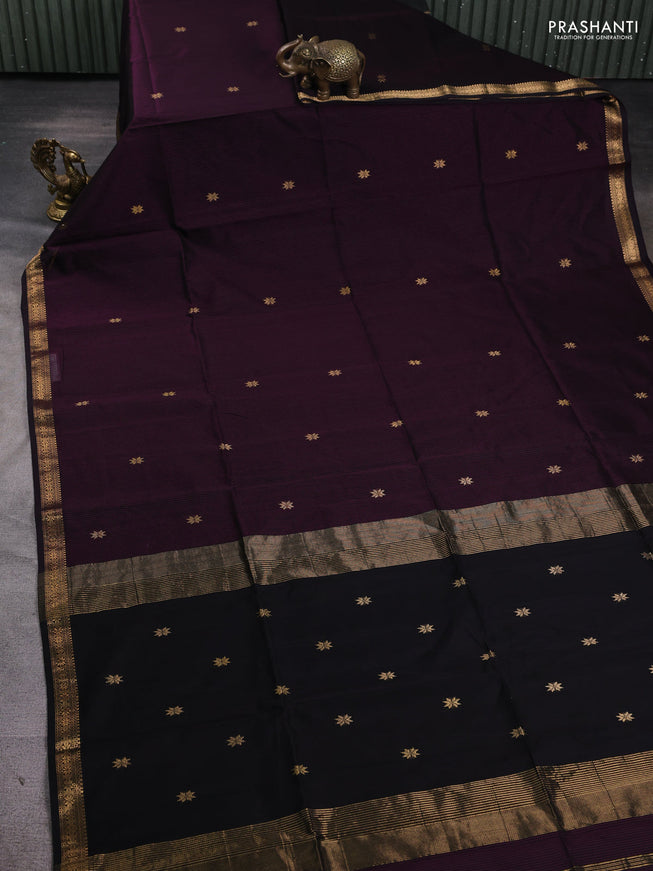 Maheshwari silk cotton saree black with zari woven buttas and zari woven border