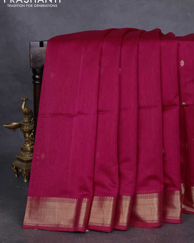 Maheshwari silk cotton saree pink with zari woven buttas and zari woven border