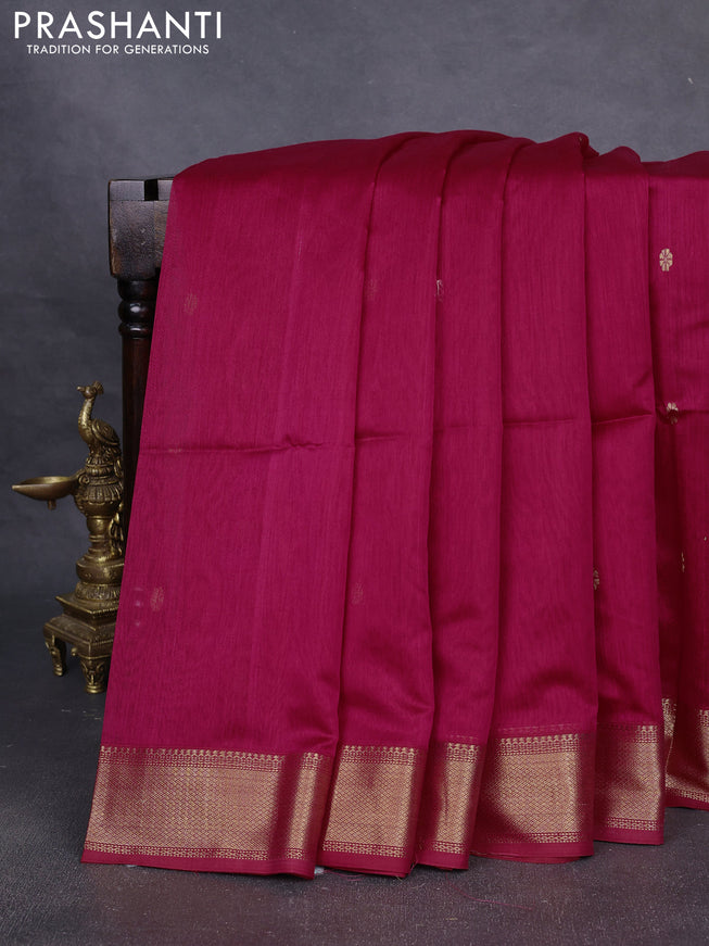 Maheshwari silk cotton saree pink with zari woven buttas and zari woven border
