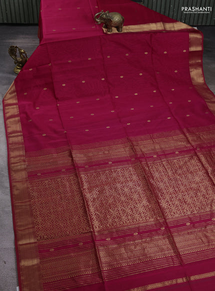 Maheshwari silk cotton saree pink with zari woven buttas and zari woven border