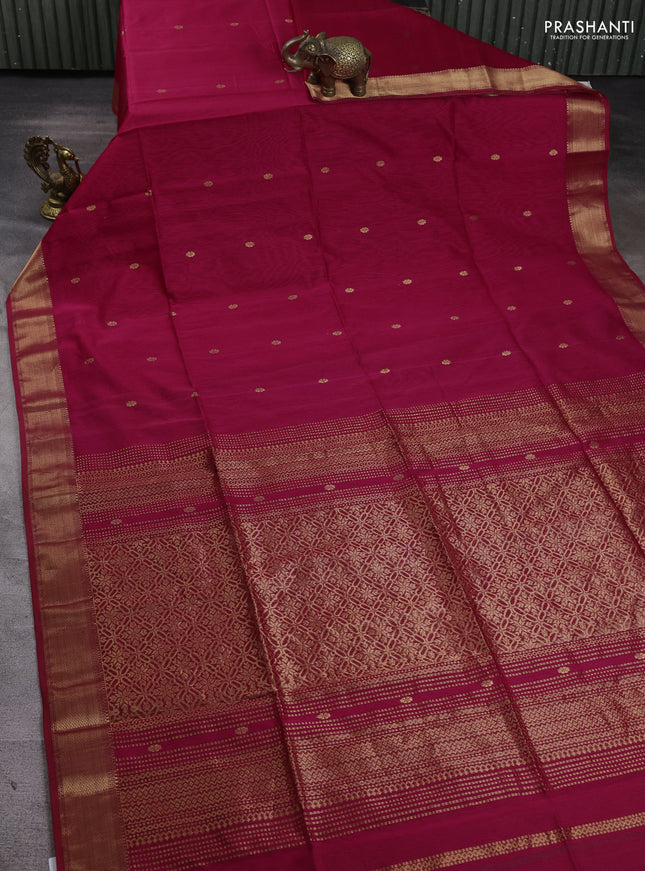 Maheshwari silk cotton saree pink with zari woven buttas and zari woven border