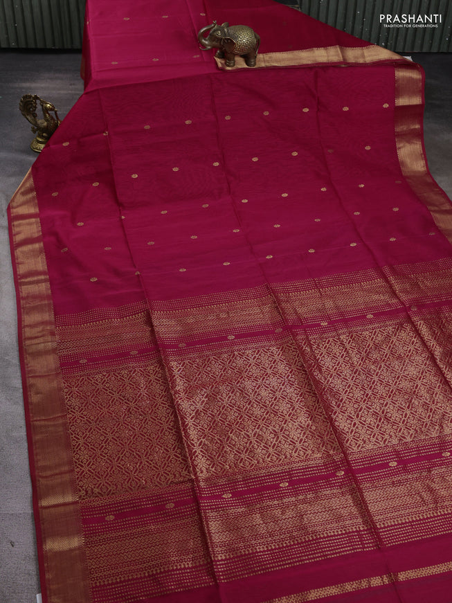 Maheshwari silk cotton saree pink with zari woven buttas and zari woven border