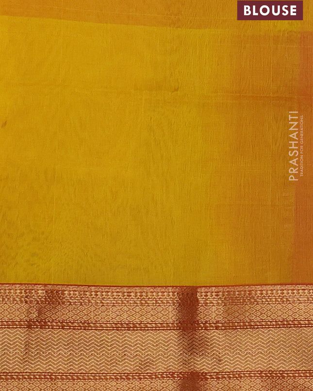 Maheshwari silk cotton saree yellow and red with zari woven buttas and zari woven border