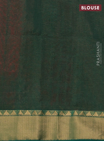 Maheshwari silk cotton saree red and green with allover small zari checks and zari woven border