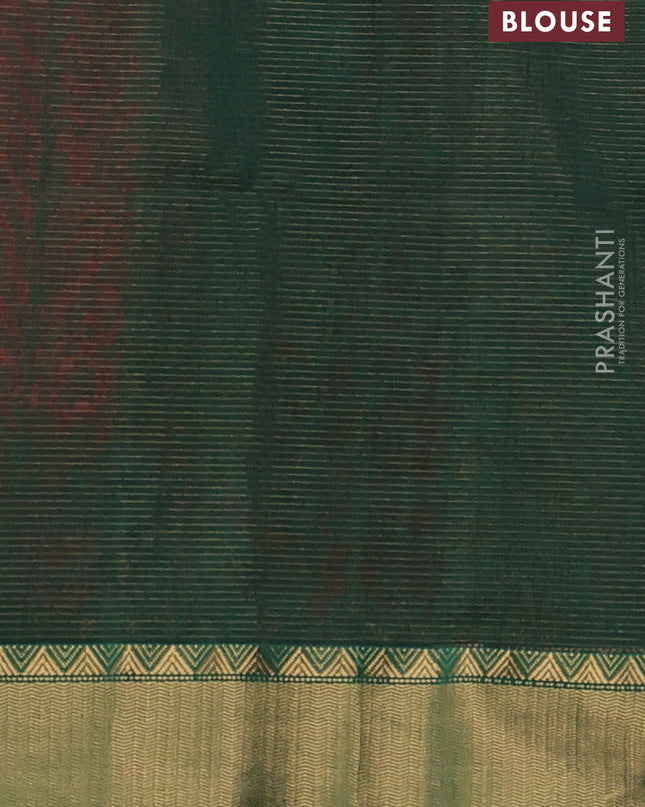 Maheshwari silk cotton saree red and green with allover small zari checks and zari woven border