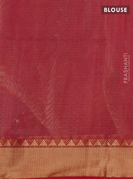 Maheshwari silk cotton saree beige and red with allover small zari checks and zari woven border
