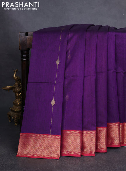 Maheshwari silk cotton saree violet and red with allover zari weaves & buttas and zari woven border