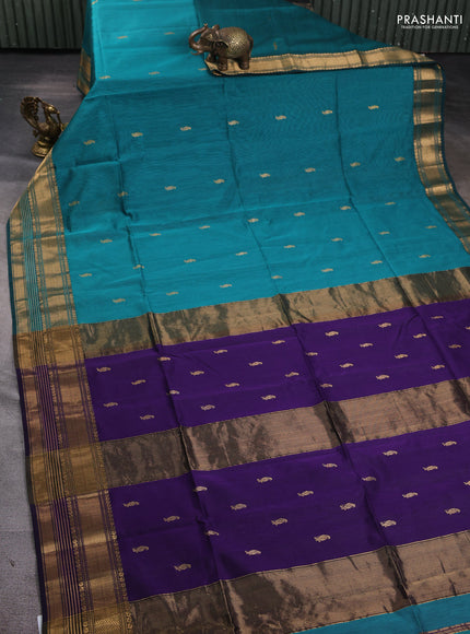 Maheshwari silk cotton saree green with zari woven buttas and zari woven border