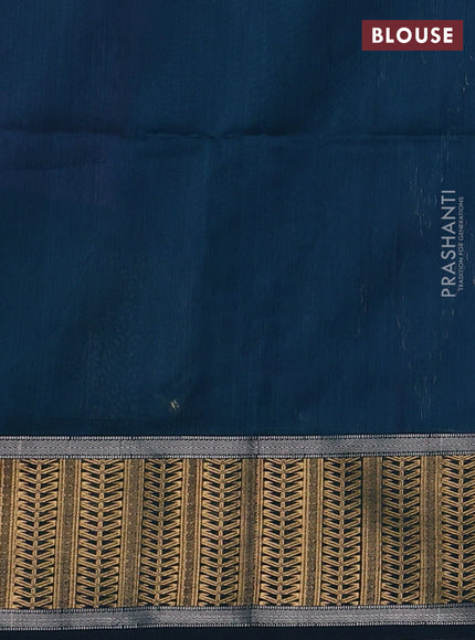 Maheshwari silk cotton saree purple and peacock blue with silver & gold zari woven buttas and zari woven border
