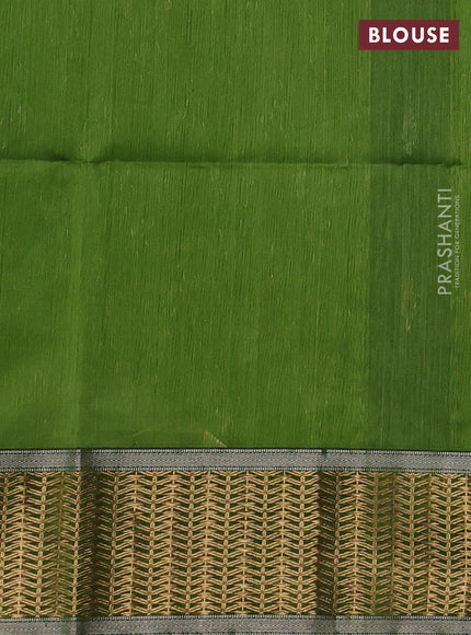 Maheshwari silk cotton saree dark green and light green with silver & gold zari woven buttas and zari woven border