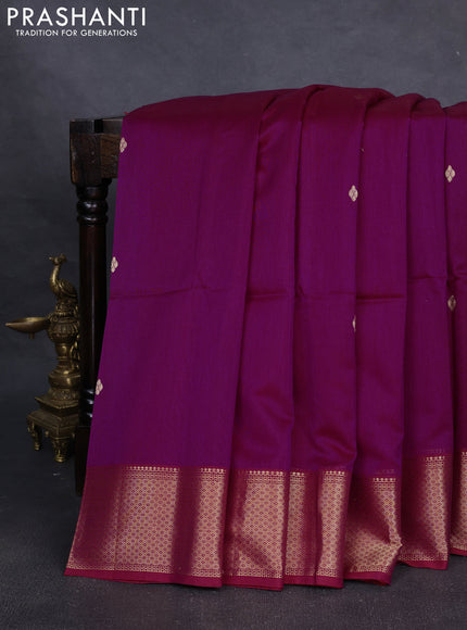 Maheshwari silk cotton saree magenta pink and red with zari woven buttas and zari woven border