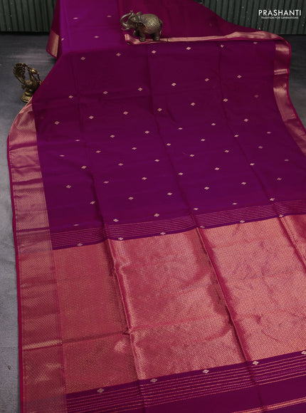 Maheshwari silk cotton saree magenta pink and red with zari woven buttas and zari woven border