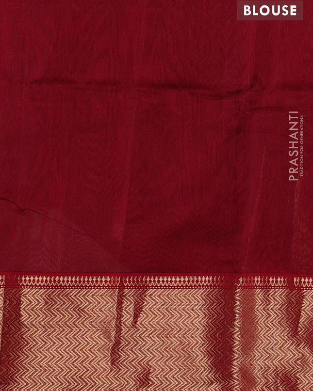 Maheshwari silk cotton saree navy blue and maroon with thread & zari woven buttas and zari woven border