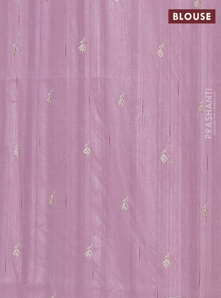 Semi raw silk saree pastel pink with embroidered buttas and embroidery border