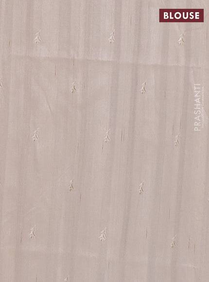 Semi raw silk saree cream with embroidered buttas and embroidery border