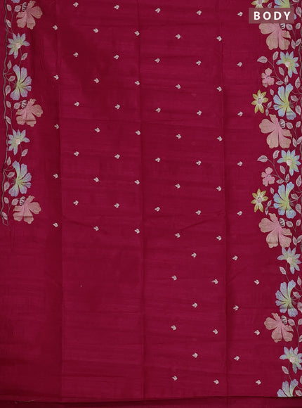 Semi raw silk saree pink with embroidered buttas and embroidery border