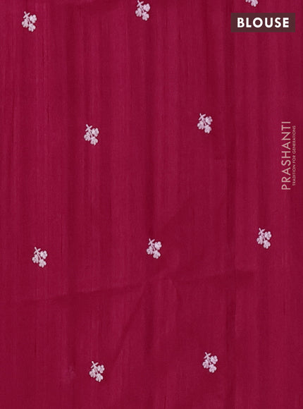 Semi raw silk saree pink with embroidered buttas and embroidery border
