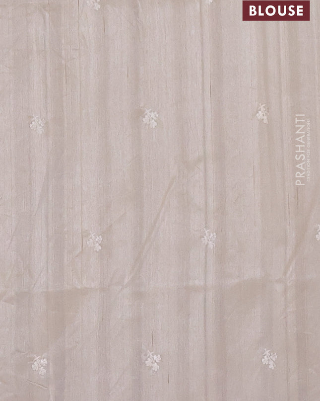 Semi raw silk saree cream with embroidered buttas and embroidery border