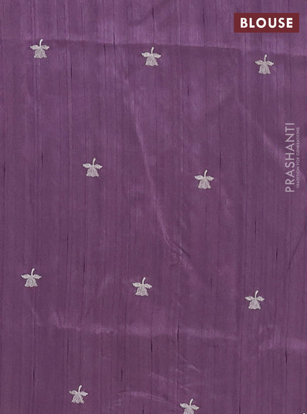Semi raw silk saree lavender shade with embroidered buttas and embroidery border