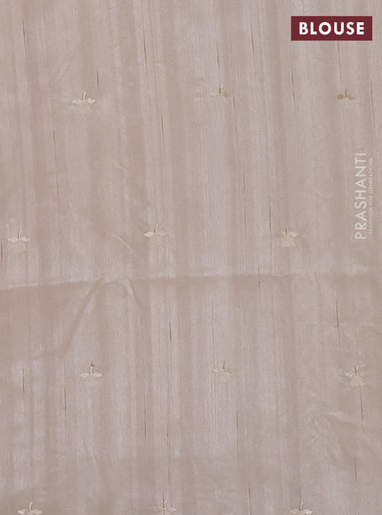 Semi raw silk saree cream with embroidered buttas and embroidery border