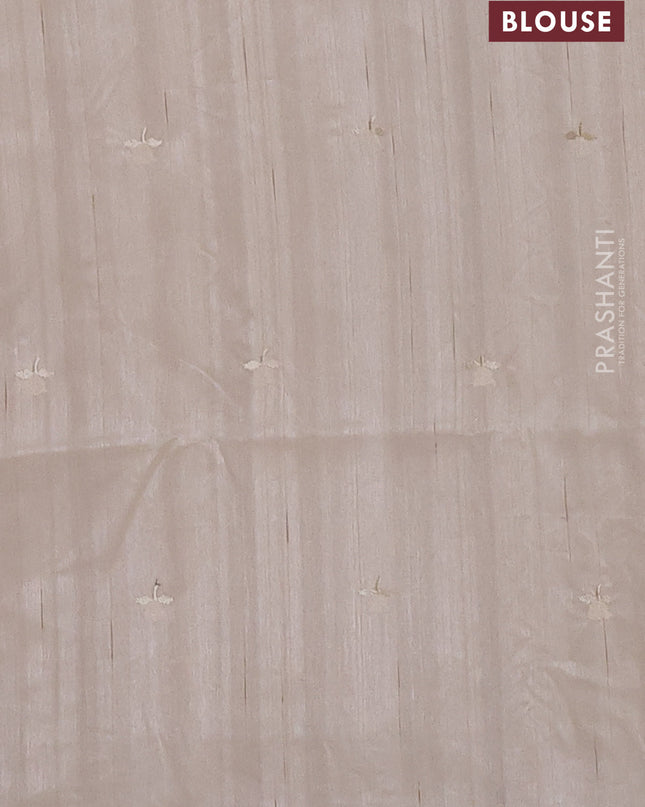 Semi raw silk saree cream with embroidered buttas and embroidery border