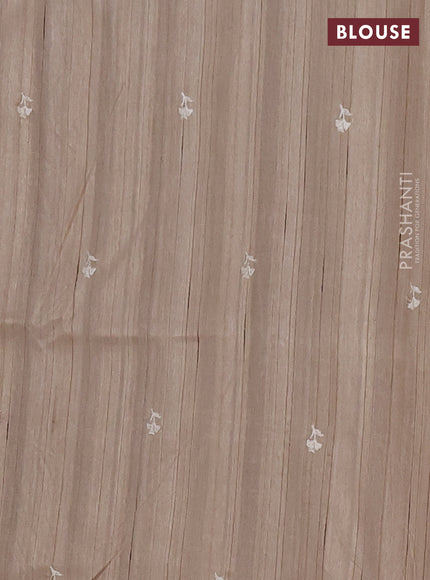 Semi raw silk saree beige with embroidered buttas and embroidery border