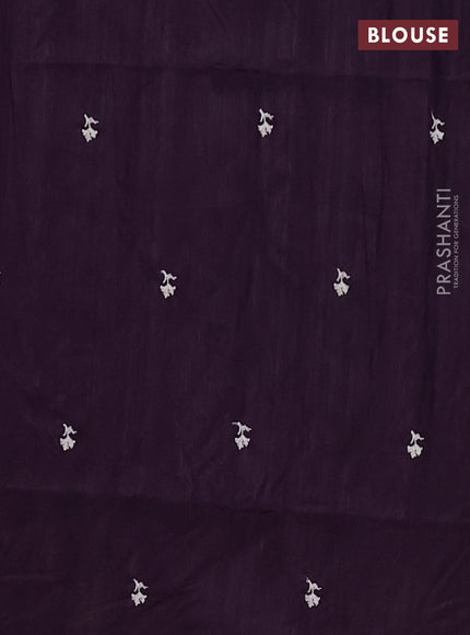Semi raw silk saree deep wine with embroidered buttas and embroidery border
