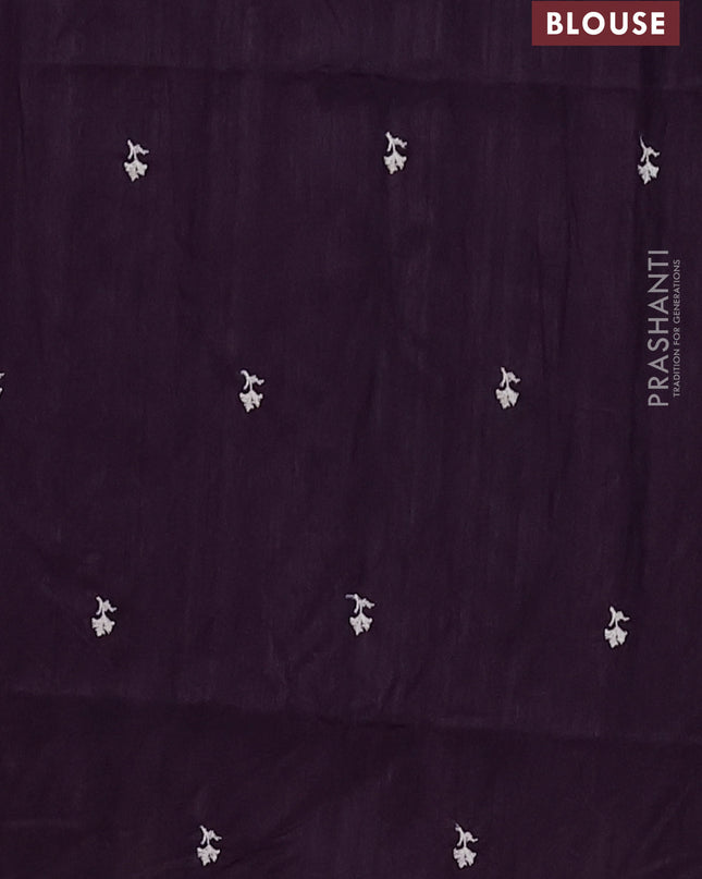 Semi raw silk saree deep wine with embroidered buttas and embroidery border