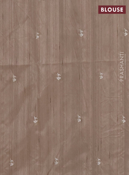 Semi raw silk saree beige with embroidered buttas and embroidery border