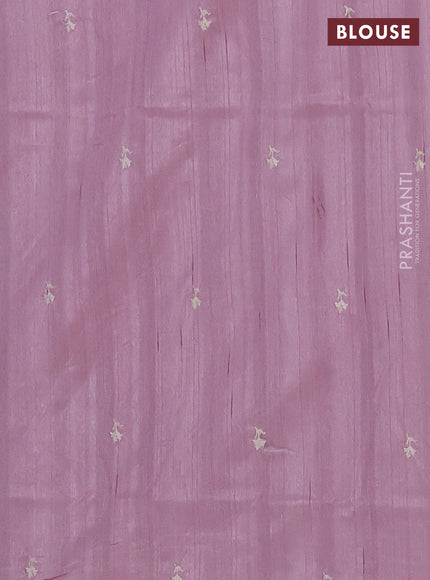 Semi raw silk saree pastel pink with embroidered buttas and embroidery border