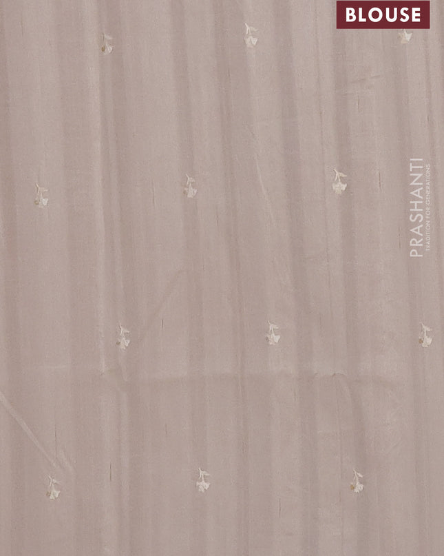 Semi raw silk saree cream with embroidered buttas and embroidery border