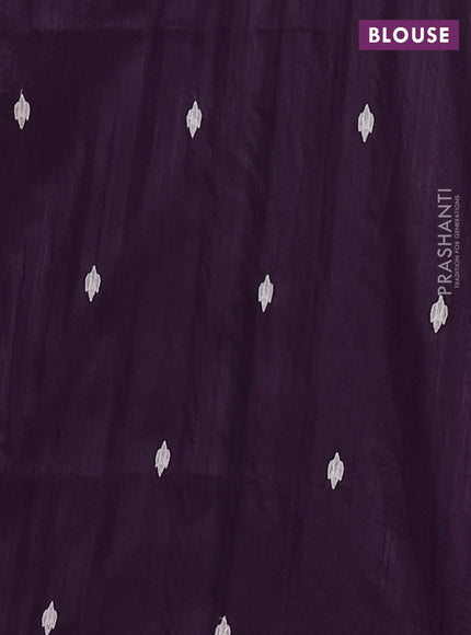 Semi raw silk saree deep wine with embroidered buttas and embroidery cut work border