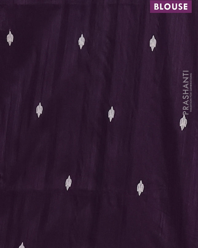 Semi raw silk saree deep wine with embroidered buttas and embroidery cut work border