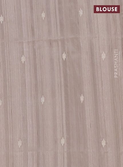 Semi raw silk saree beige with embroidered buttas and embroidery cut work border