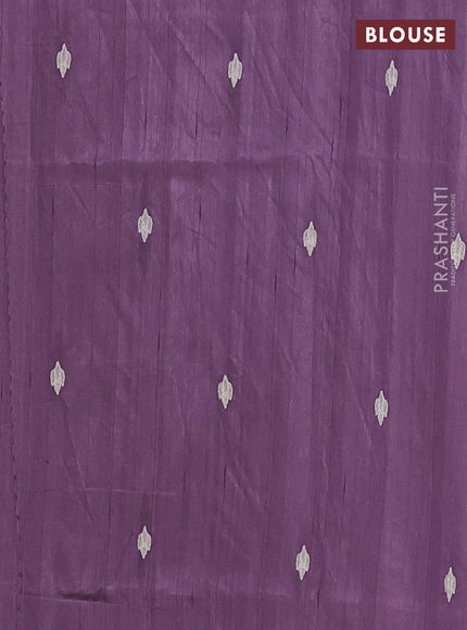 Semi raw silk saree lavender with embroidered buttas and embroidery cut work border