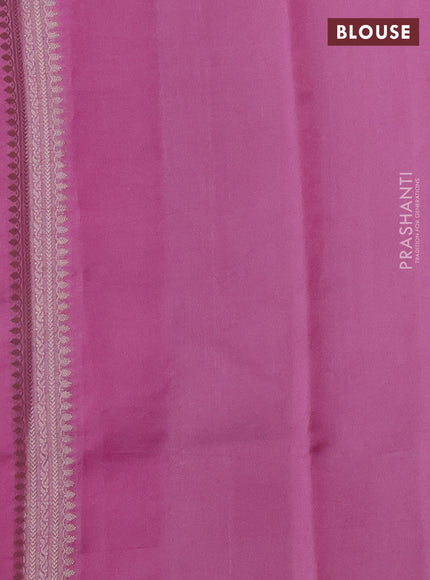 Banarasi poona silk saree pink and pastel pink with silver & gold zari woven buttas and zari woven border