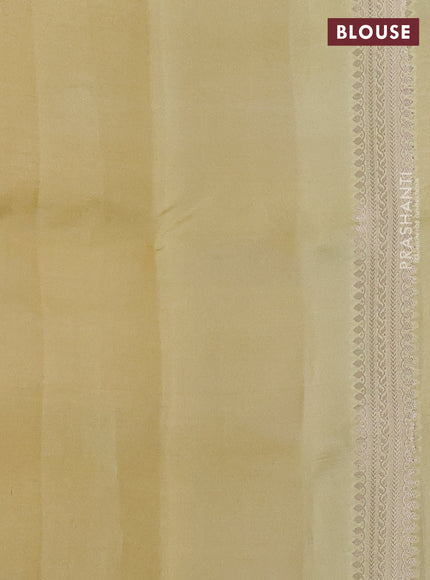 Banarasi poona silk saree yellow and pale yellow with silver & gold zari woven buttas and zari woven border