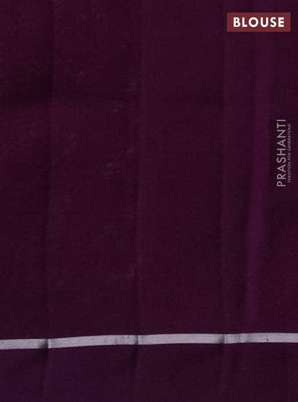 Banarasi poona silk saree purple with allover silver zari weaves and silver zari woven simple border