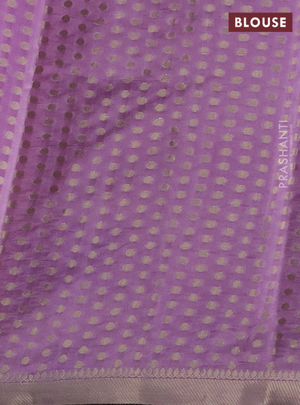 Banarasi poona silk saree violet with zari woven floral buttas and zari woven border