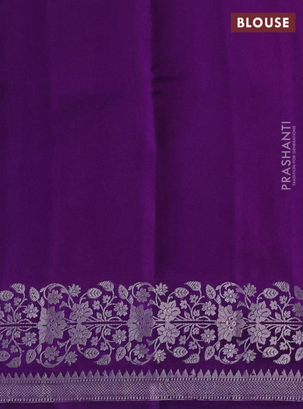 Poona silk saree orange with zari woven floral buttas and silver zari woven border
