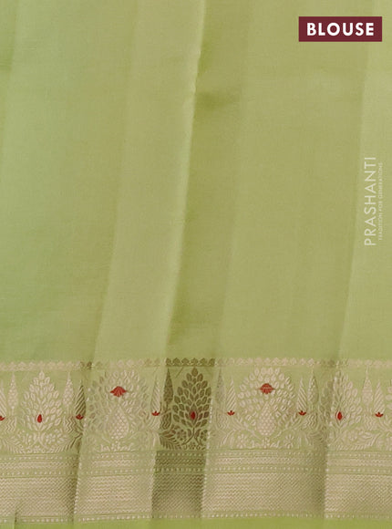 Banarasi poona silk saree green and pista green with zari woven buttas and zari woven border