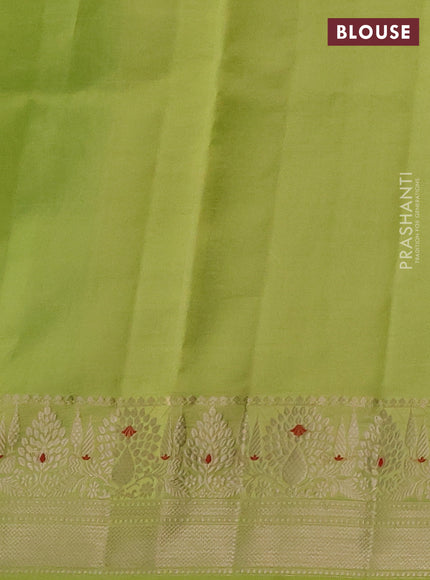 Banarasi poona silk saree green and pista green with zari woven buttas and zari woven border