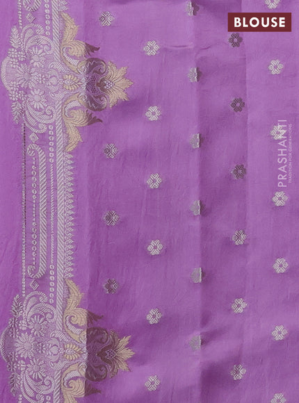 Banarasi poona silk saree lavender with silver & gold zari woven buttas and rich zari woven border